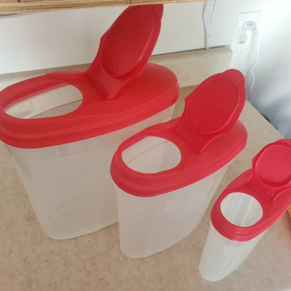 Set of 3 Pour And Store Food Container Plastic Dispensers